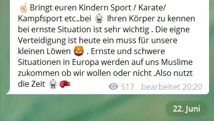 Telegram-Nachricht Kampfsport 