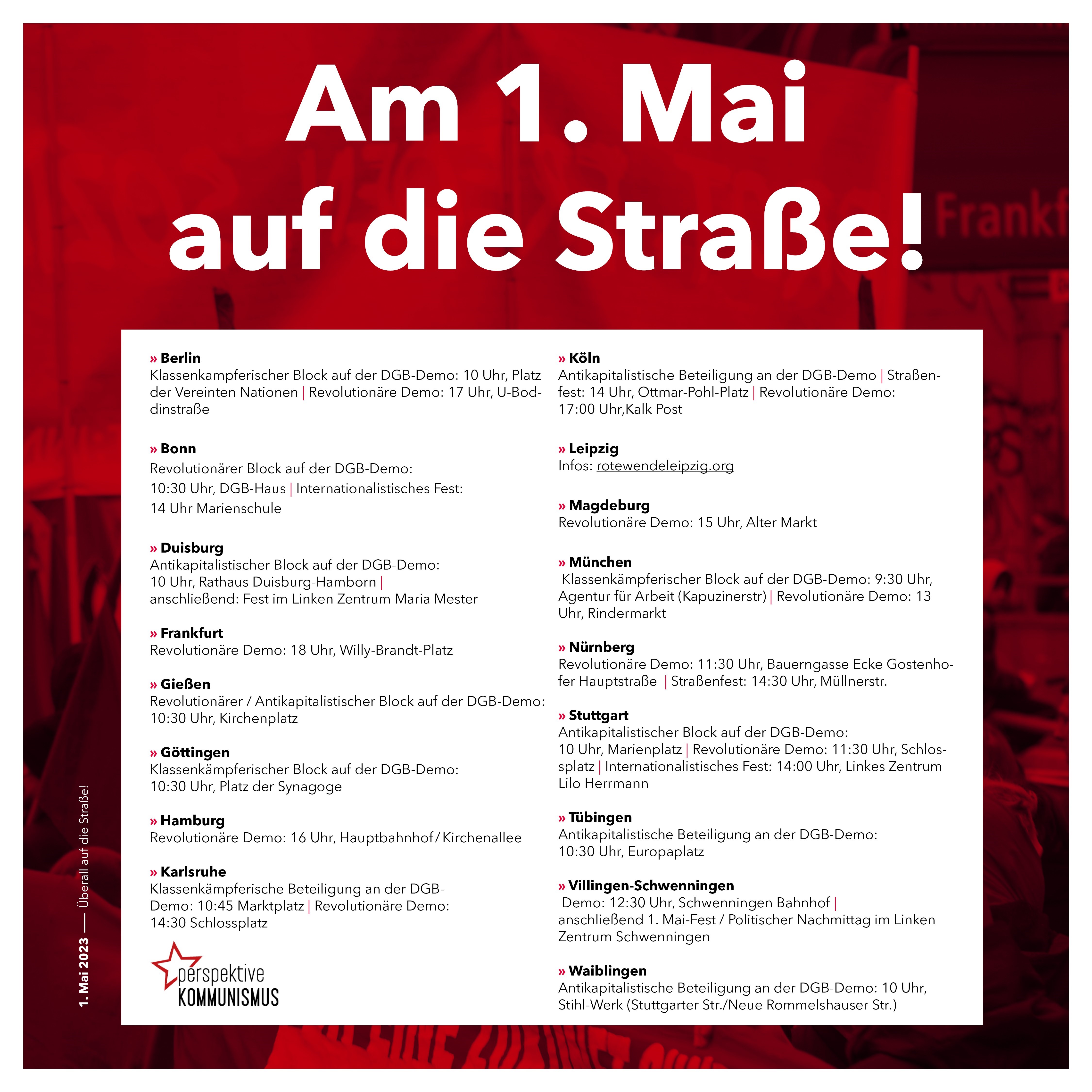 Demonstrationsaufruf der PK Demonstrationsaufruf der PK