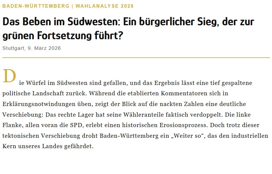 Der Anfang der „Wahlanalyse“ des baden-württembergischen Landesverbands von „Die Heimat“.