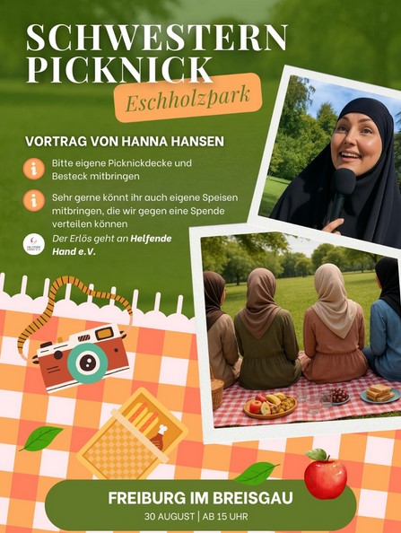 Einladungsflyer Schwesternpicknick Flyer mit Einladung für Schwesternpicknick der islamistischen Influencerin Hanna HANSEN in Freiburg