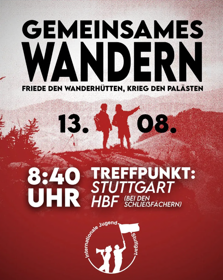 Ankündigung der „Internationalen Jugend Stuttgart“ (IJ Stuttgart) zu einem gemeinsamen Wanderausflug. Darauf der Text: 