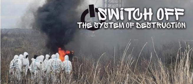Logo der linksextremistischen Initiative „Switch off – the system of destruction“ („Switch off“)
