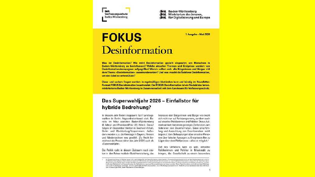 Titelseite des Newsletters “Fokus Desinformation“