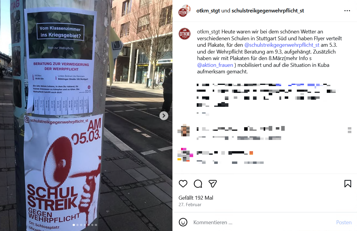 Instagram-Posting mit Plakat mit Aufschrift 