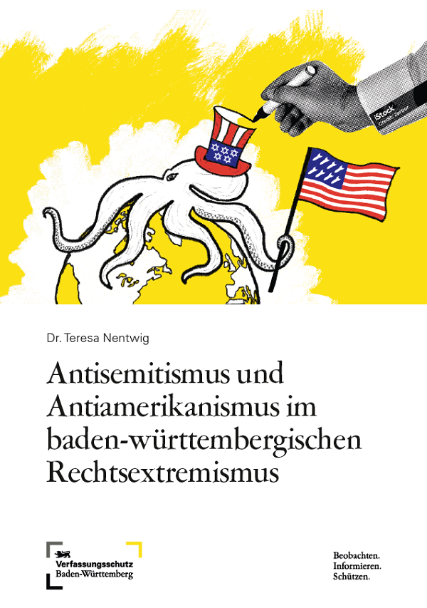 Cover der Kurzstudie "Antisemitismus und Antiamerikanismus im baden-w&uuml;rttembergischen Rechtsextremismus"